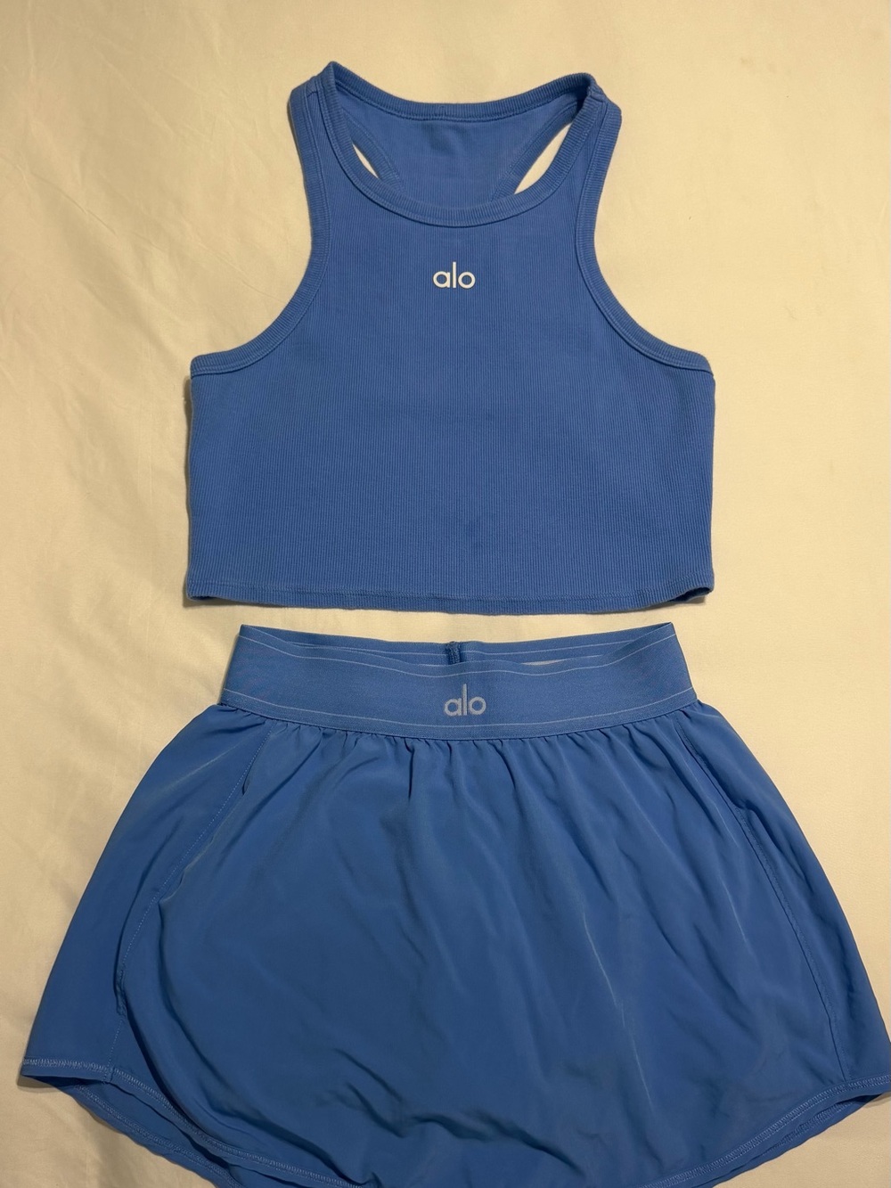Alo Yoga Blue Tank & Tennis Skirt Set